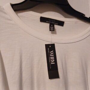 Long Sleeve Tee with Smocked Cuffs White from White House Black Market XS